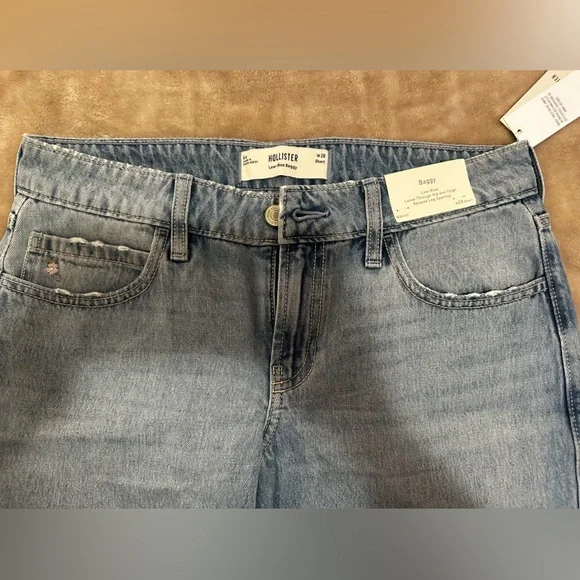 Hollister Floral Embroidery Low Rise Baggy Wide Leg Jeans - Picture 3 of 8